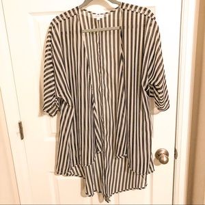 Black and white stripe sheer  kimono